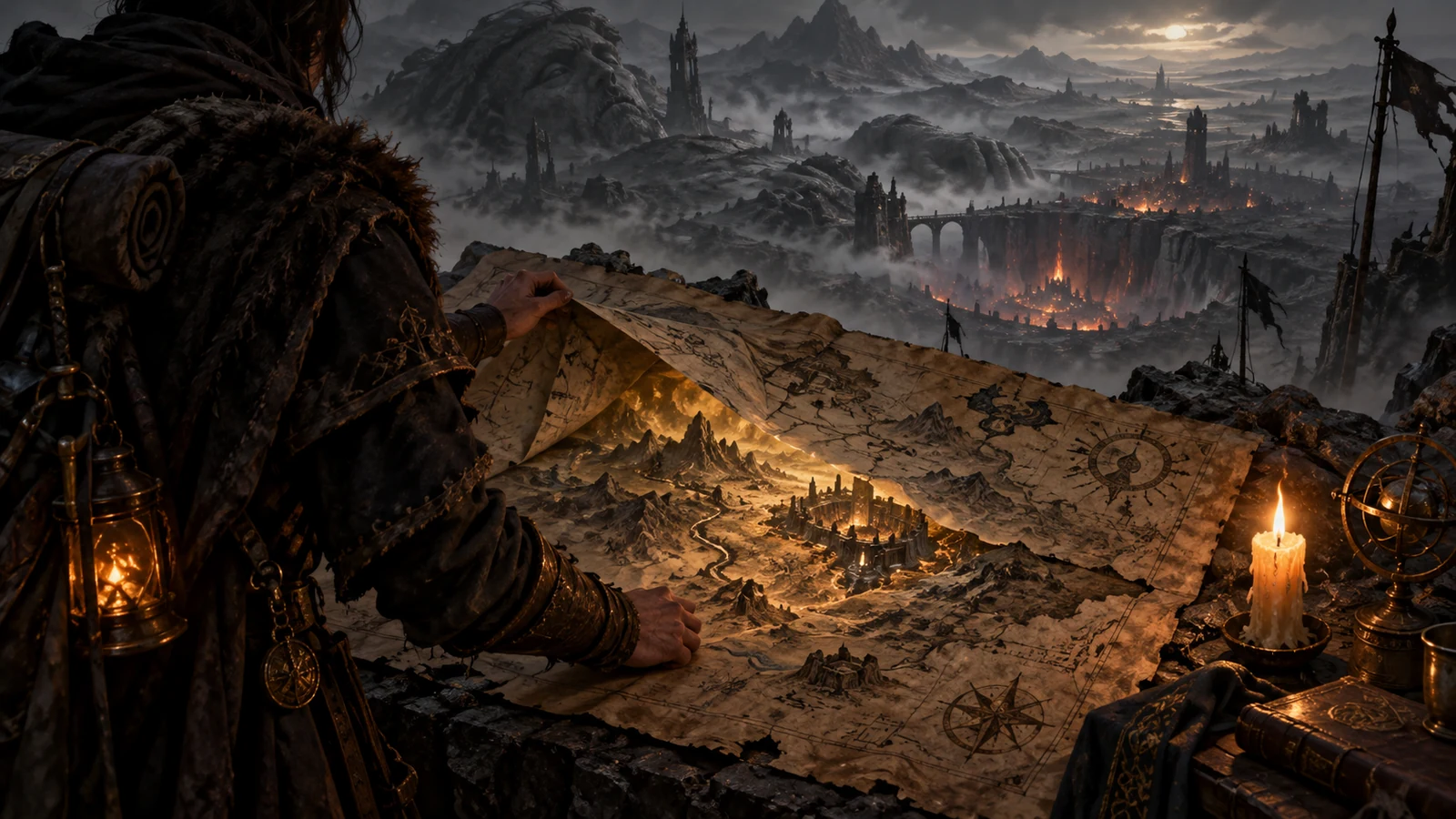 Titan enfoui sous la cendre d'une plaine grise, vestige d'un prologue ancien qui pèse sur le roman des Marches Grises.